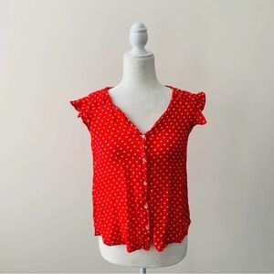 Forever 21 - Red Polka Dot Button-Up Top - Large